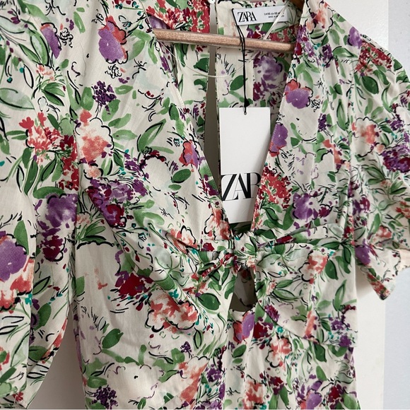 Zara Printed Cutout Midi Floral Dress size XS - Picture 8 of 14